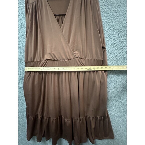 Torrid Dress Womens 3X Brown Long Sleeve V Neck Solid Wrap - Picture 6 of 10
